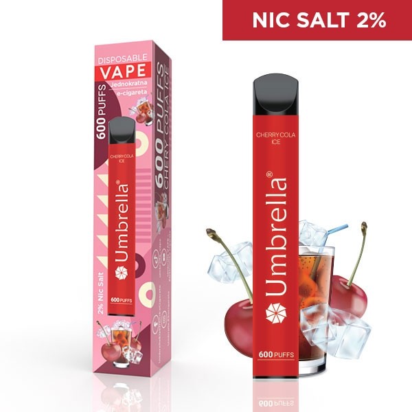 Електронска цигараЕднократна Vape 600 PUFFS Umbrella VAPE 600 PUFFS CHERRY COLA ICE 2%