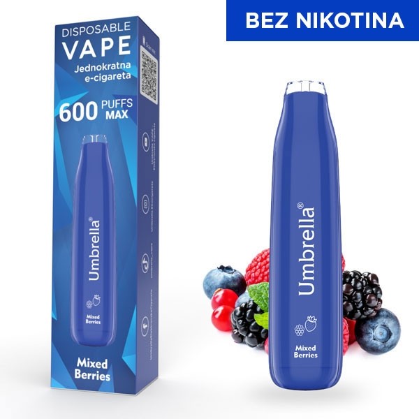 Електронска цигараЕднократна Vape 600 PUFFS MAX Umbrella VAPE 600 PUFFS MAX MIXED BERRIES 0%